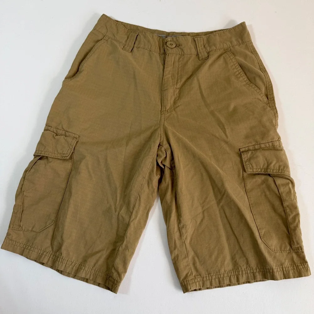 No Fear Cargo Shorts 28 Khaki‎ Tan Y2K Skate Utility Ripstop Tactical Streetwear